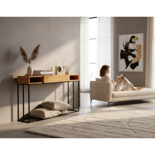 KONSOLA Z SZUFLADĄ DREWNO LITE DĄB OLCHA SKD-281